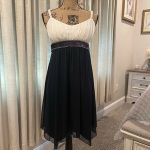 NWT. Navy blue with sequin beltline, elegant dress